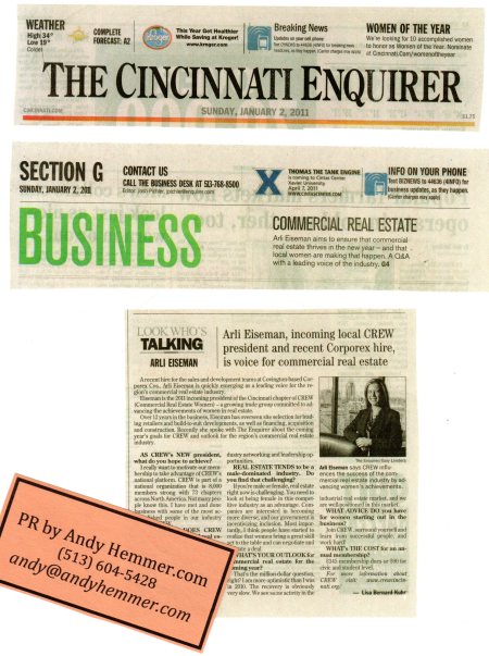 CREW Prez Eiseman in Cincinnati Enquirer - PR by AndyHemmer.com - 1.2.11