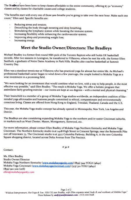 Moksha Yoga Cincinnati, NKy press release - page TWO