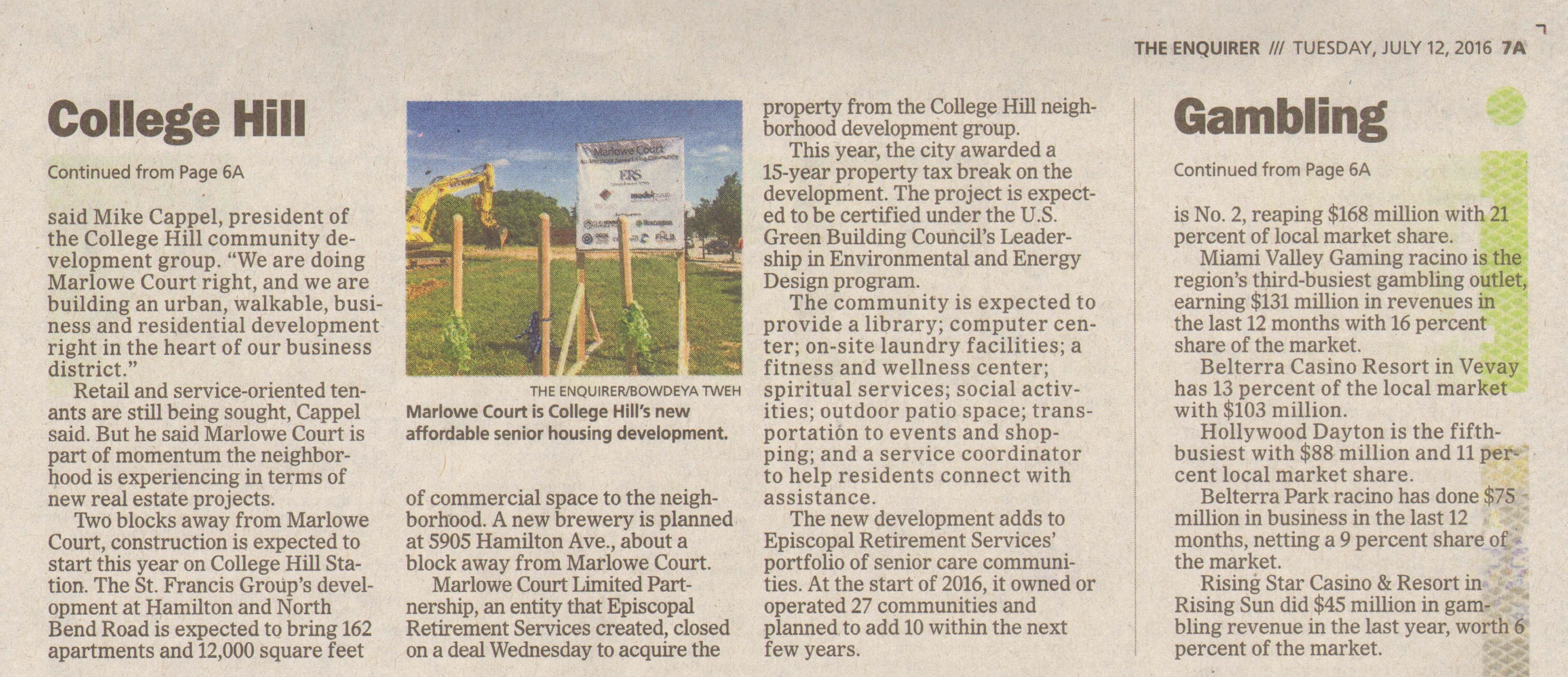 Affordable Living by ERS Episcopal Retirement Services Marlowe Court in Cincinnati Enquirer 7.12.16