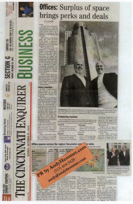 Sunday Enquirer story for Mayerson brothers Fred and Manny and their Scripps Center at 312 Walnut - published 10.25.16