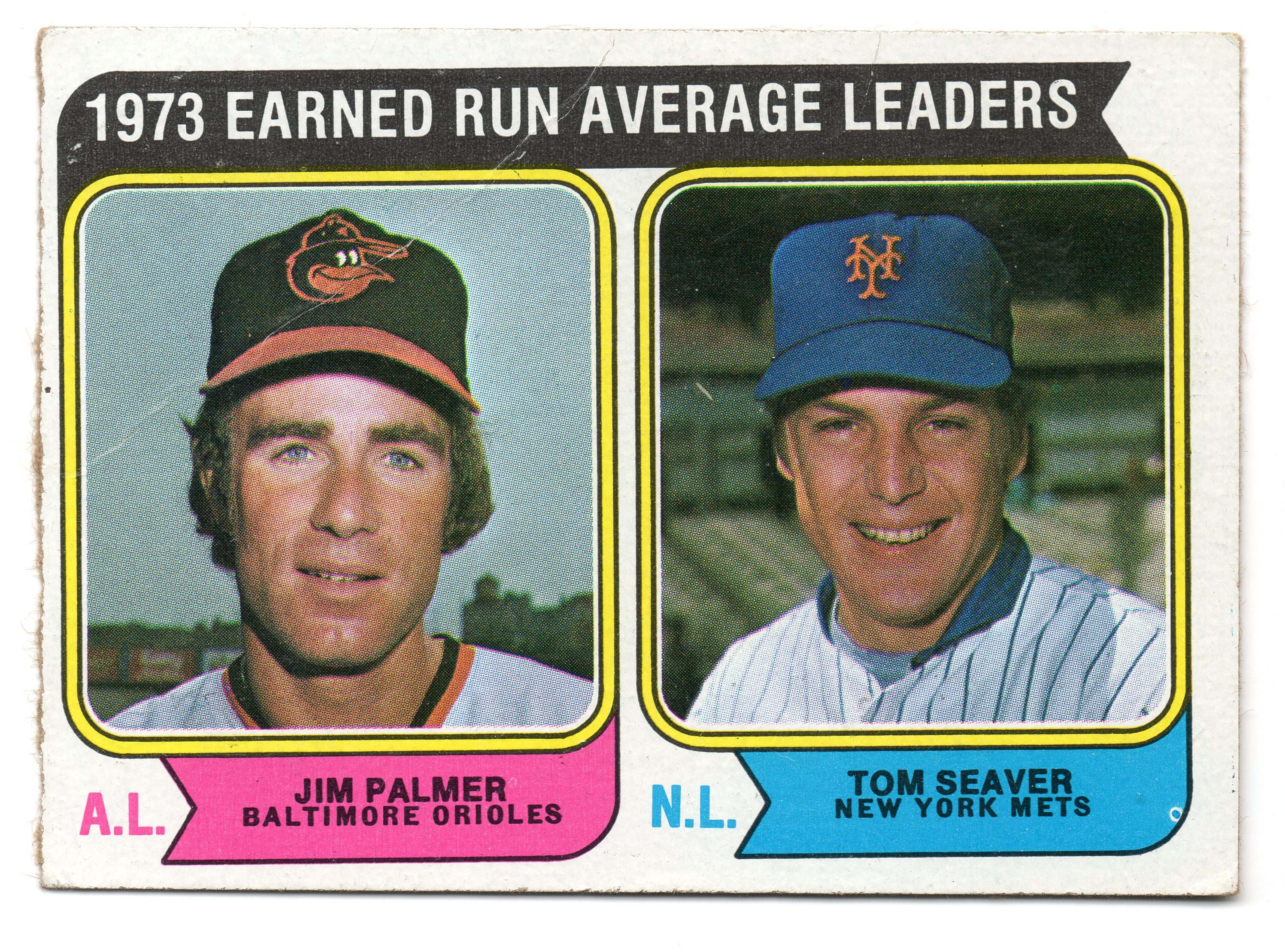 1974 Tom Seaver Topps #206 1973 ERA Leaders with Jim Palmer (Orioles)
