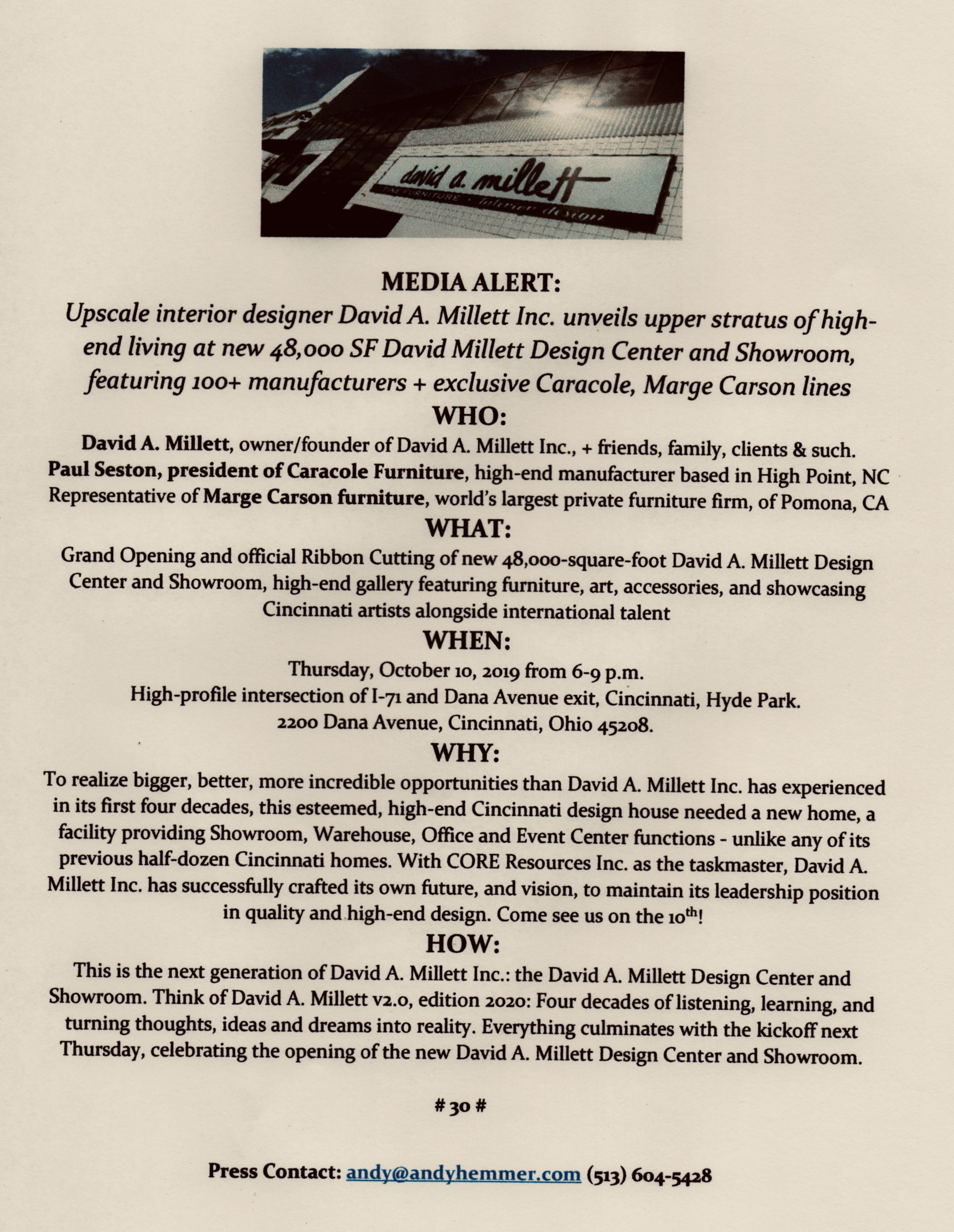 Media Alert Tuesday for David Millett Design Center PR by andy hemmer.jpg